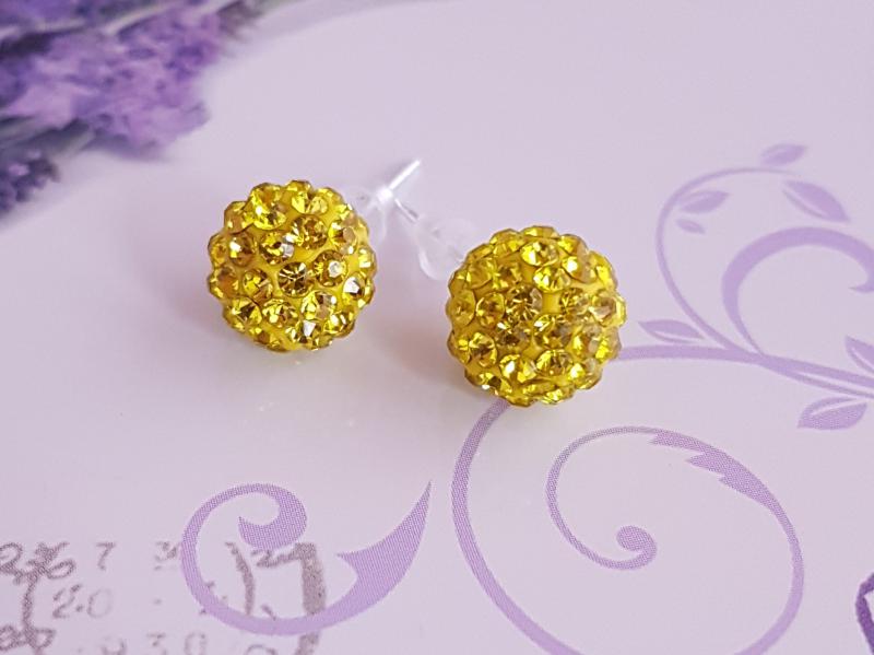 shamballa fülbevaló - citromsárga /10 mm/