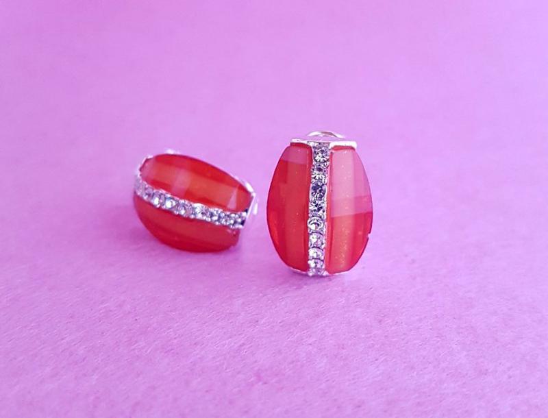 strasszkövekkel díszített fülbevaló /narancs/