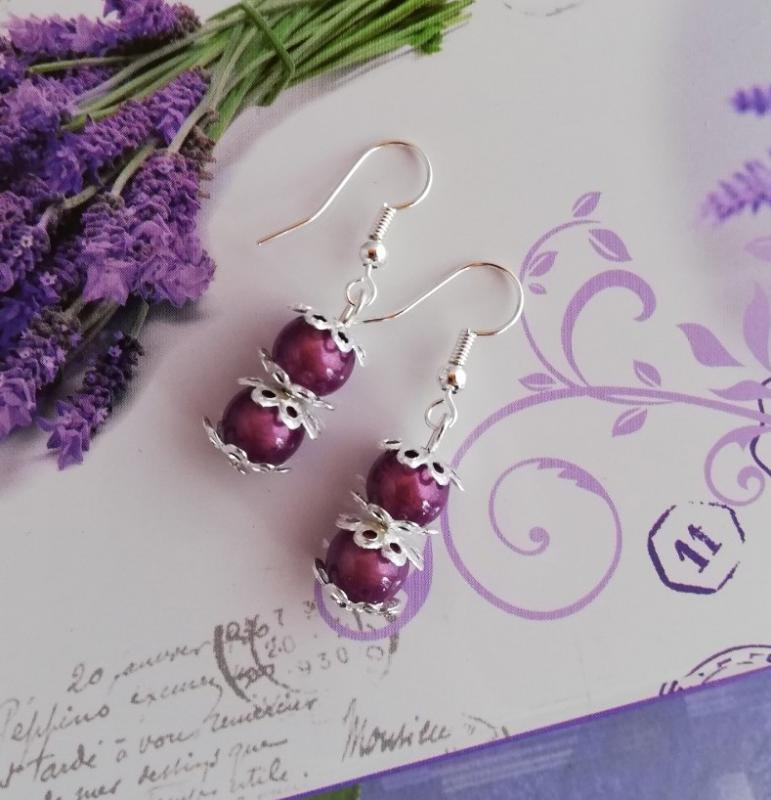 tekla gyöngy fülbevaló - lila