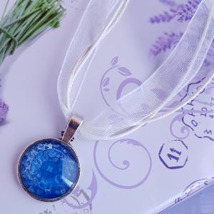 ekrü organza nyaklánc 18mm-es medállal