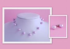 gyöngy nyaklánc + fülbevaló /lila/