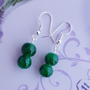 márvány mintás gyöngy fülbevaló - zöld