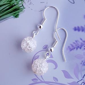 roppantott üveggyöngy fülbevaló - bézs