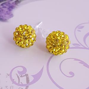 shamballa fülbevaló - citromsárga /10 mm/