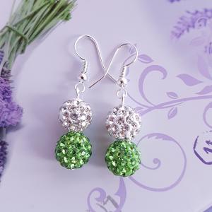 shamballa fülbevaló fehér-zöld