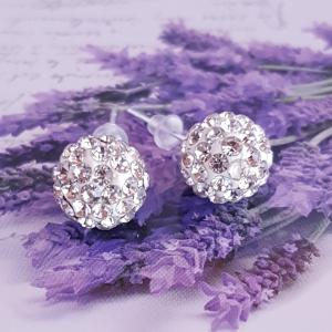 shamballa gyöngy fülbevaló - fehér (8 mm)