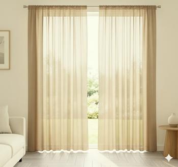 Bronz anyagában mintás organza kész függöny 260x250cm bújtatós ráncolóval rúdra is fűzhető párban