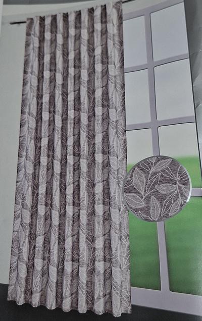 Dekor sötétítő függöny leveles mintával szürke 160x140cm