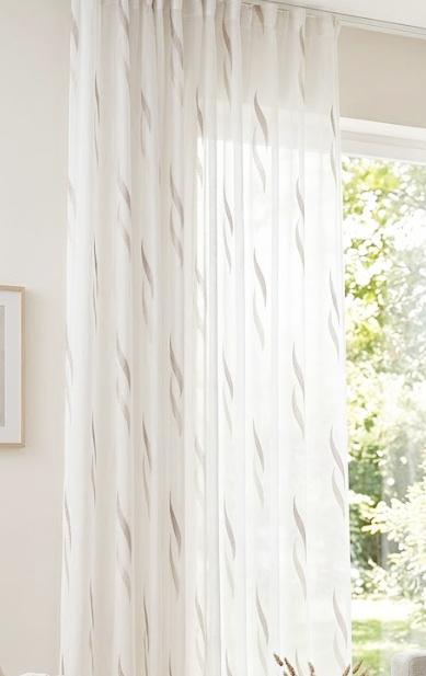 Ecrü sable kész függöny barna drapp hullám mintával 180x200cm