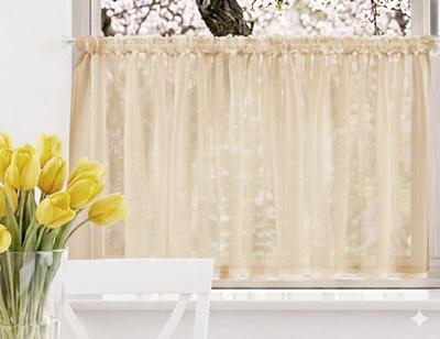 Egyszínű drapp voila vitrage függöny CH. 60x120cm