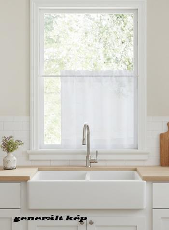 Egyszínű fehér sable vitrage függöny  Selena 100x100cm