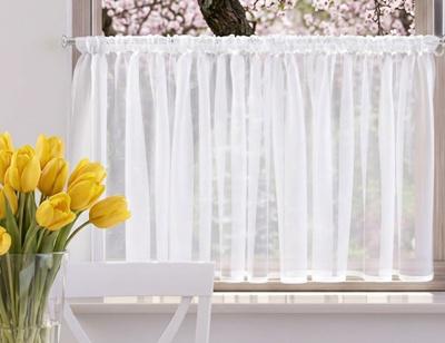 Egyszínű fehér voila vitrage függöny 60x130cm