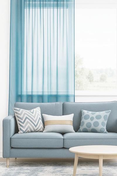 Egyszínű voila kész függöny kék 16 140x150cm