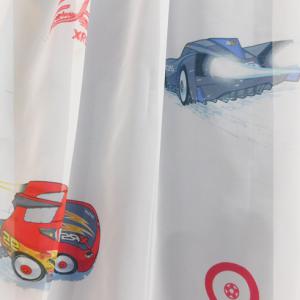 Autós fehér voila fényáteresztő gyerek függöny CARS/C02/ 160x230cm