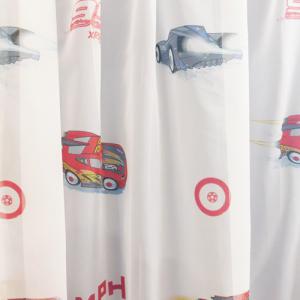 Autós fehér voila fényáteresztő gyerek függöny CARS/C02/ 160x350cm