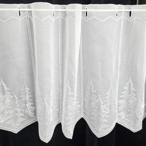 Fehér hímzett voila függöny méterben ezüst fenyő 45cm magas