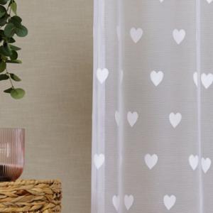 Fehér jaquard kész függöny szivecskés 190x400cm