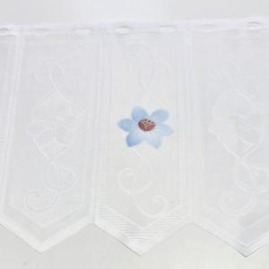 Fehér jaquard vitrage függöny méterben 45cm -színes virágos