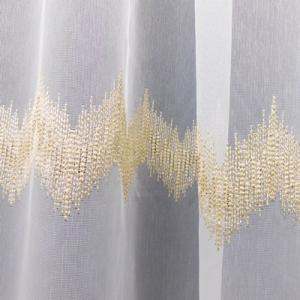 Fehér sable kész függöny arany mintával 3 sor bordűr 175x290cm