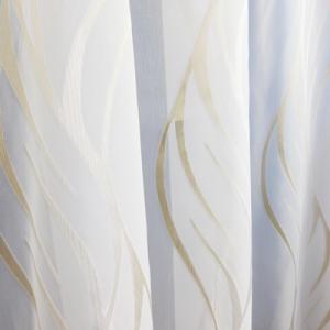 Fehér sable kész függöny drapp bézs hullámos mintával HD88 125x170cm bújtatós