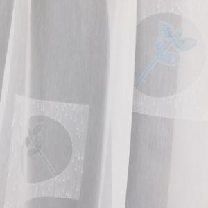 Fehér sable kész függöny szürke kék mintával KN 160x215cm