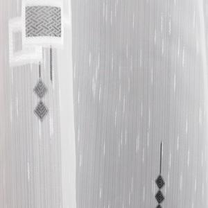 Fehér sable kész függöny szürke mintás KV. 160x250cm
