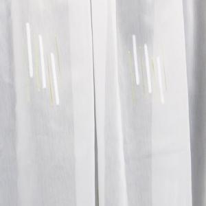 Fehér sable kész függöny zöld fehér nyírt mintával 140x150cm