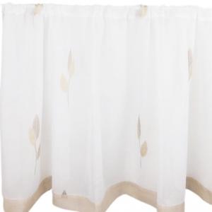 Fehér sable vitrage függöny drapp bordűr 55x80cm