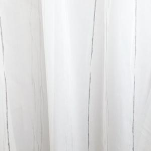 Fehér vékony csíkos sable kész függöny 180x310cm- vízkék szürke ecrü minta