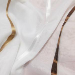 Fehér voila kész függöny barna drapp nyírt mintával H3. 120x170cm