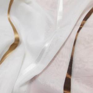 Fehér voila kész függöny barna drapp nyírt mintával H3. 160x190cm