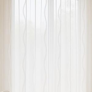 Fehér voila kész függöny fehér nyírt mintával Hullám 160x220cm