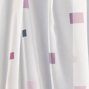 Fehér voila kész függöny lila szürke kockás 120x140cm