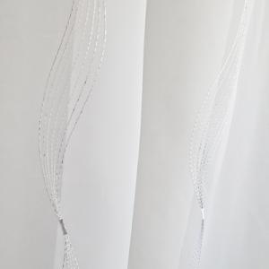 Fehér voila kész függöny Rubin ezüst hullámos hímzés 80x120cm