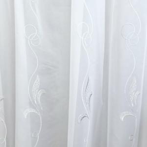 Fehér voila kész függöny szürke -vaj hímzett mintával Leaf 170x410cm