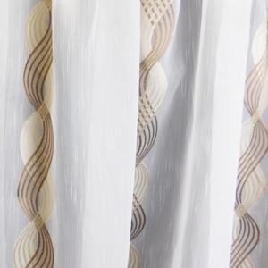 Fehér voila-sable kész függöny barna csavart nyírt mintával 80x100cm