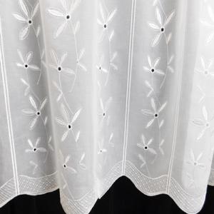 Fehér voila vitrage függöny hímzett futó virágos 60x107cm