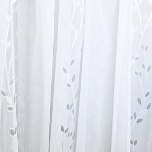 Fehér voila vitrage függöny szürke mintás Futó leveles 85x120cm