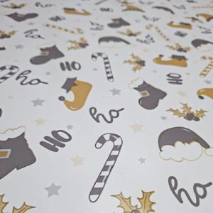 Karácsonyi mintás viaszos vászon szolid drapp szürke 100x140cm