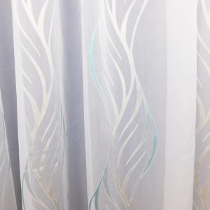 Nyírt mintás fehér voila kész függöny türkisz bézs hullám HD88. 130x130cm