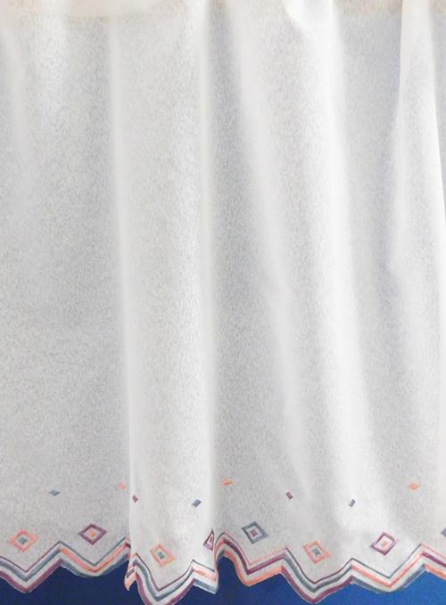 Fehér batiszt vitrage függöny mályvás hímzéssel 60x120cm