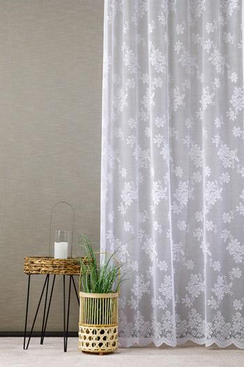 Fehér bordűrös jaquard kész függöny TK1001 160x200cm