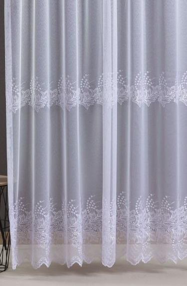 Fehér hímzett sable kész függöny Zelina 140x60cm bújtatós