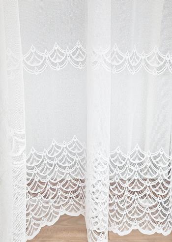 Fehér jaquard kész függöny Bombay 190x160cm ráncolós bújtatóval