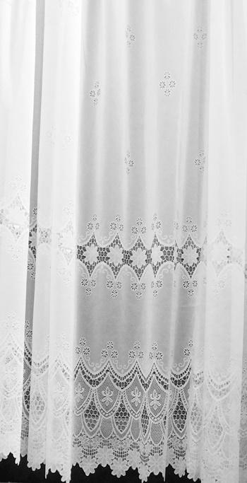 Fehér jaquard kész függöny csipke hatású bordűrrel 175x390cm