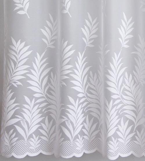 Fehér jaquard kész függöny LG3783 leveles bordűrös 260x180cm