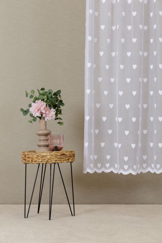 Fehér jaquard kész függöny szivecskés 190x300cm