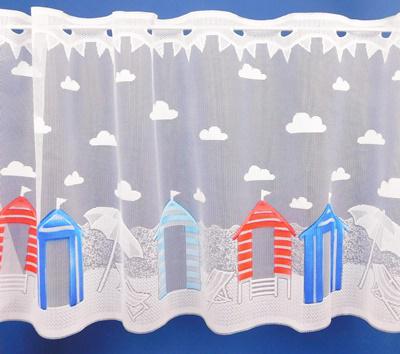 Fehér jaquard vitrage függöny AG-Beach Strand 45cm magas méterben