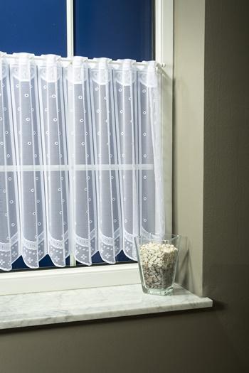 Fehér jaquard vitrage függöny apró mintás 60x128cm