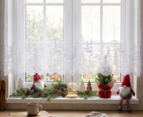Fehér jaquard vitrage függöny December 60x140cm